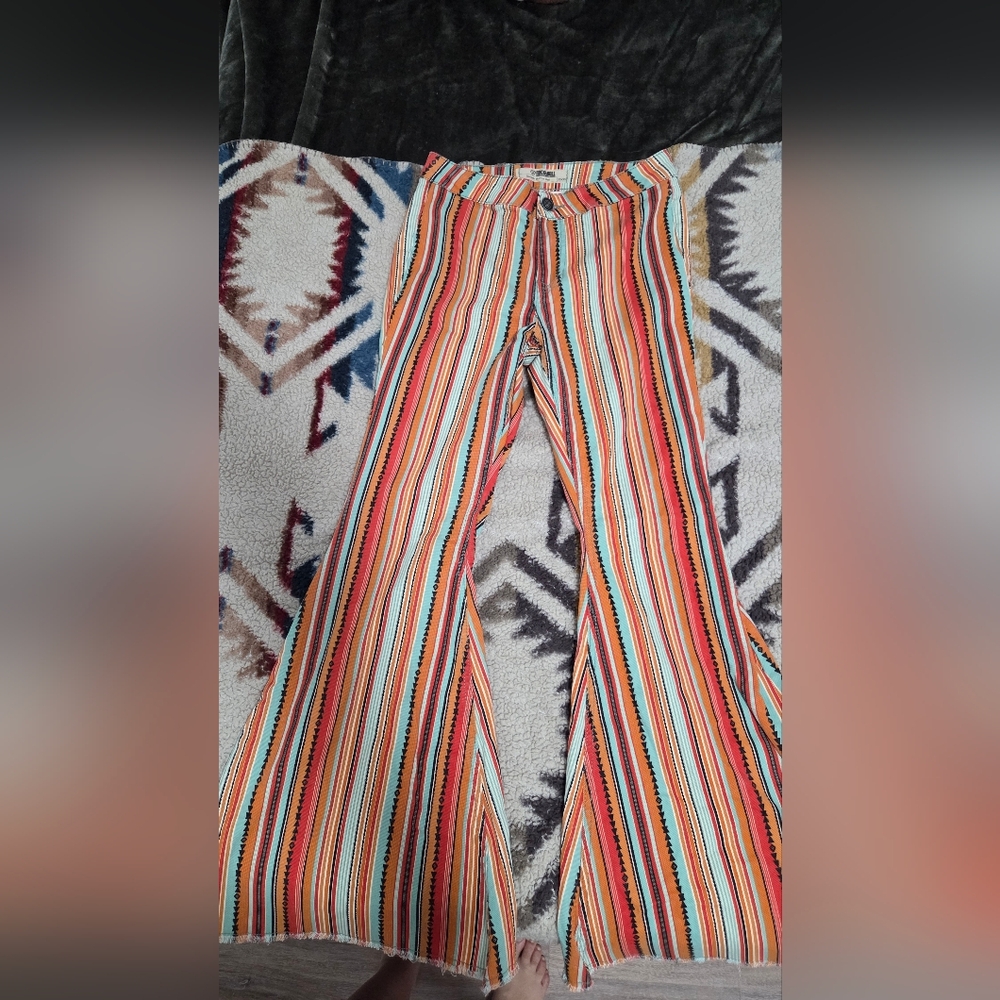 Rock & Roll Cowgirl Multicolor Striped Flare Jeans